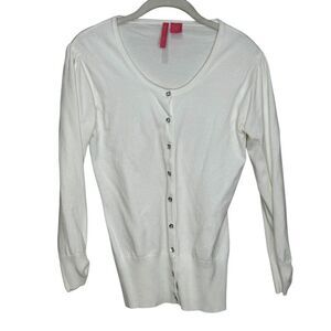 Charlotte Tarantola Sweater Womens Medium White Cardigan Rhinestone Buttons